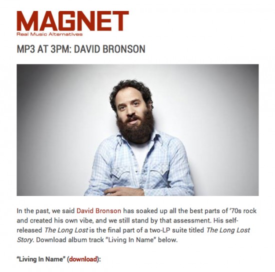 David Bronson's 'Living in Name' is the MP3 AT 3PM at MagnetMagazine.com