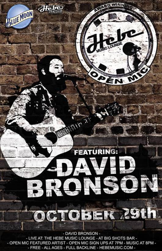 David Bronson performs in Burlington, NJ, Wed Oct 29 @ 9:30pm st kick off a 3 night mini Halloween tour