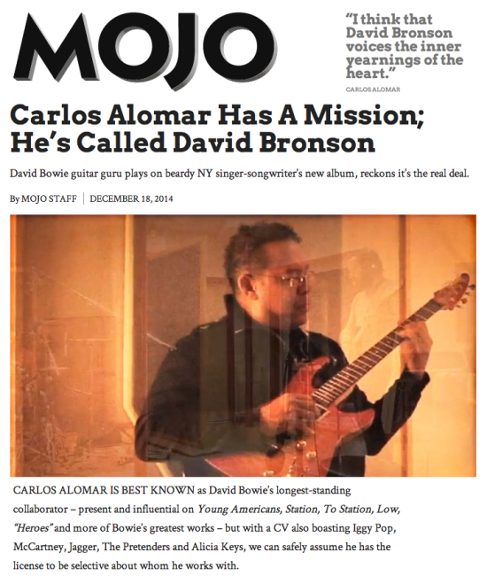 MOJO's interview with long-standing Bowie collaborator Carlos Alomar on his new work with NY singer-songwriter David Bronson